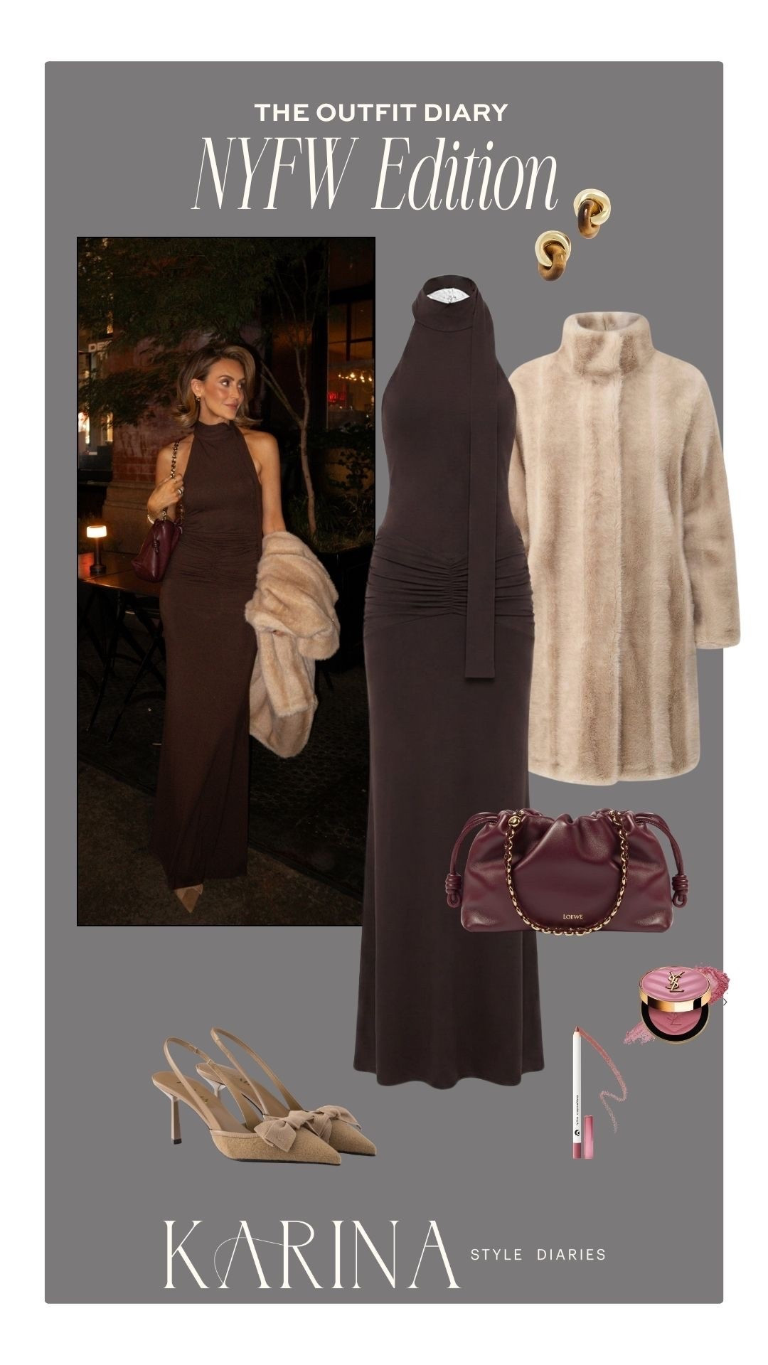 Dinner and drinks outfit during NYFW! 
Size xs in dress and faux fur coat! New Prada shoes, walked tons in it, no blisters!

#LTKSeasonal #LTKOver40 #LTKWedding