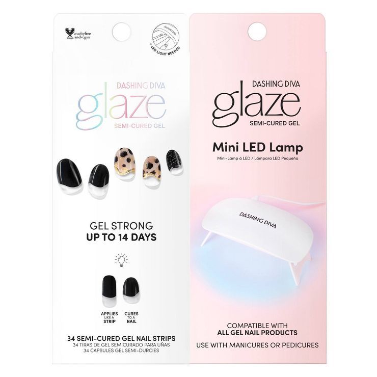 Dashing Diva Glaze Art Studio Mani Bundle - Cheetah Drip and Mini LED Lamp - 33ct | Target