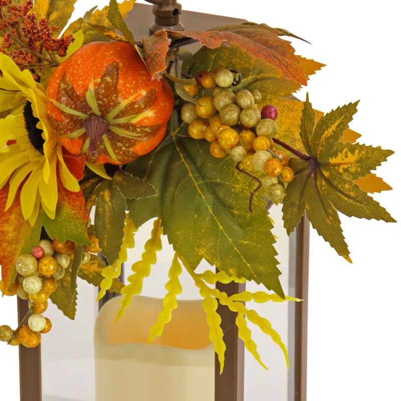 National Tree Company 14" Sunflower and Pumpkin Decorated Harvest Lantern | Wayfair North America