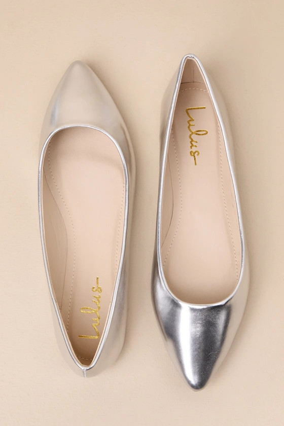 Holly Silver Metallic Flats | Lulus