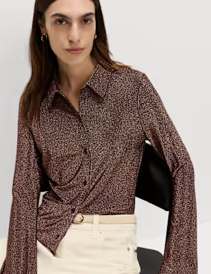 Lurex Mix Sparkly Fitted Flute Sleeve Shirt | Marks and Spencer US