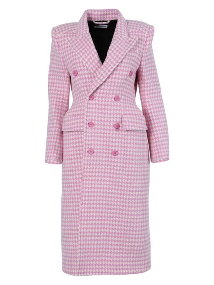 Pink And White Plaid Double-breasted Coat | The Webster