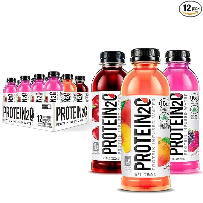 Protein2o 15g Whey Protein Infused Water, Flavor Fusion Variety Pack, 16.9 oz Bottle (Pack of 12) | Amazon (US)