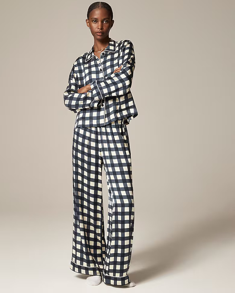 Soft shine pajama pant set in gingham | J. Crew US