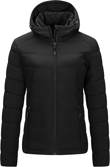Outdoor Ventures Women's Hooded Puffer Jacket Waterproof Lightweight Full-Zip Warm Quilted Winter... | Amazon (US)