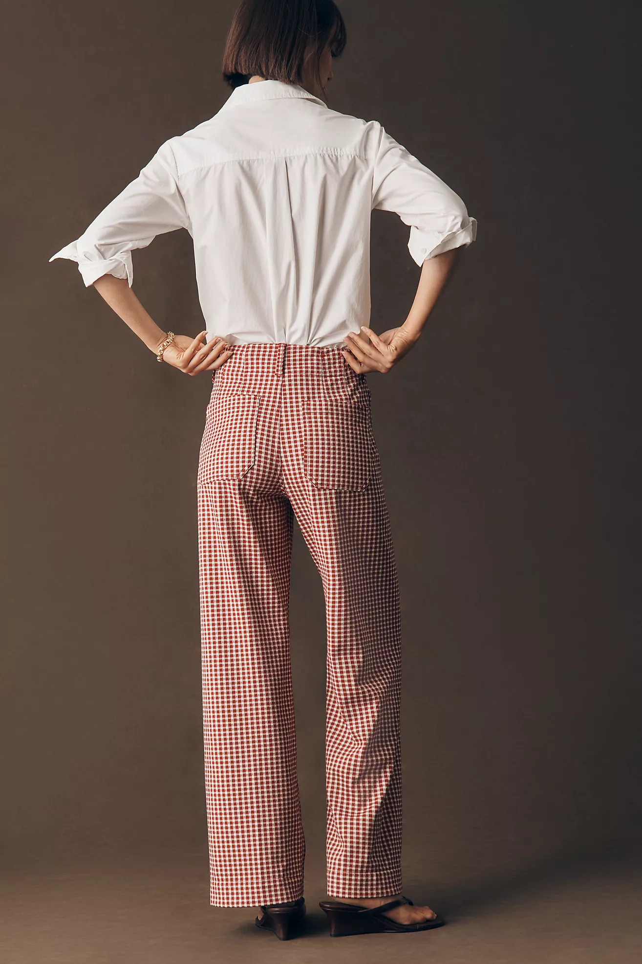 Maeve Colette Gingham Knit High-Rise Wide-Leg Full-Length Pants | Anthropologie (US)