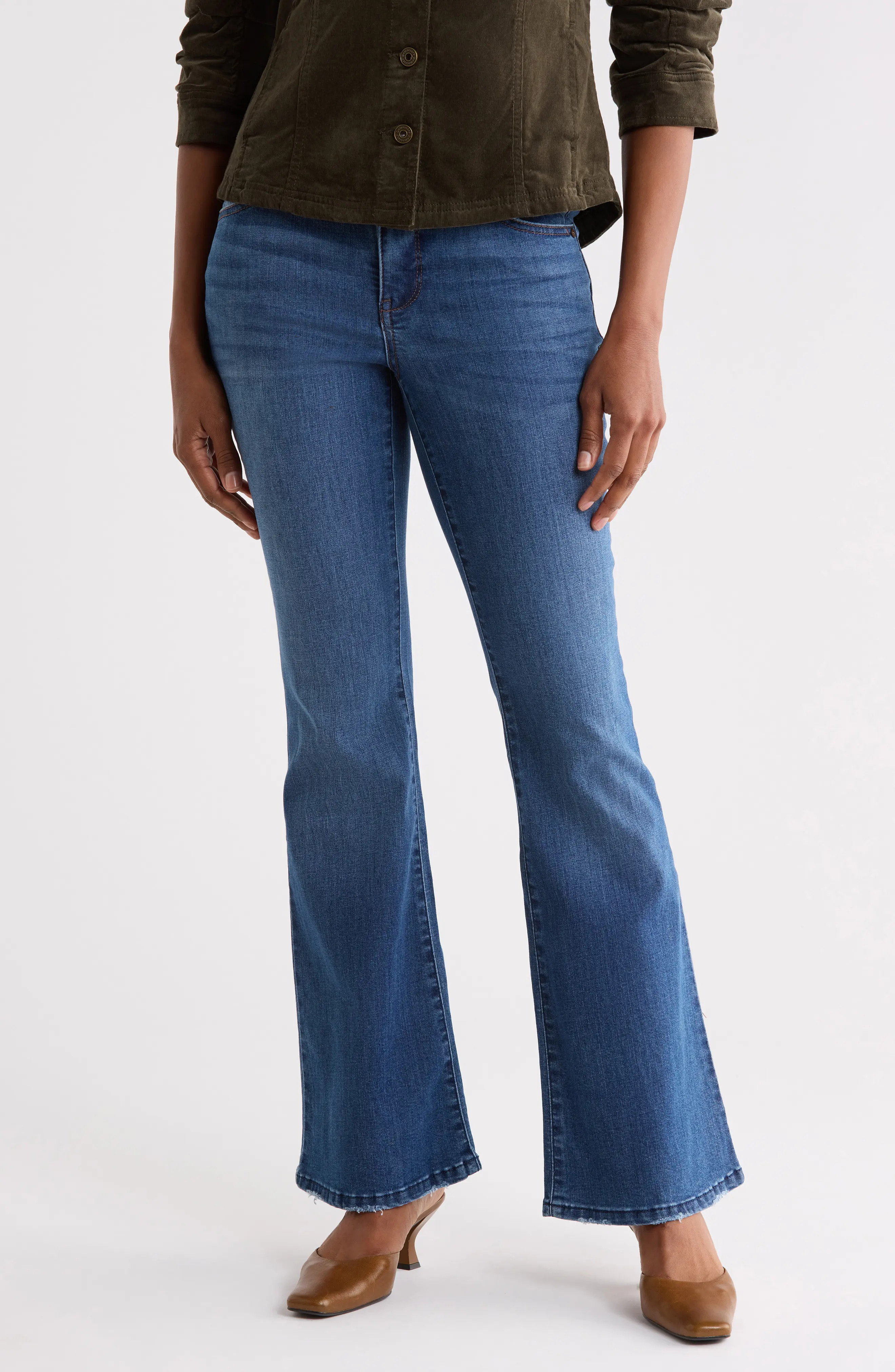 Democracy Out There Flare Leg Jeans in Blue Artisanal at Nordstrom Rack, Size 6 | Nordstrom Rack