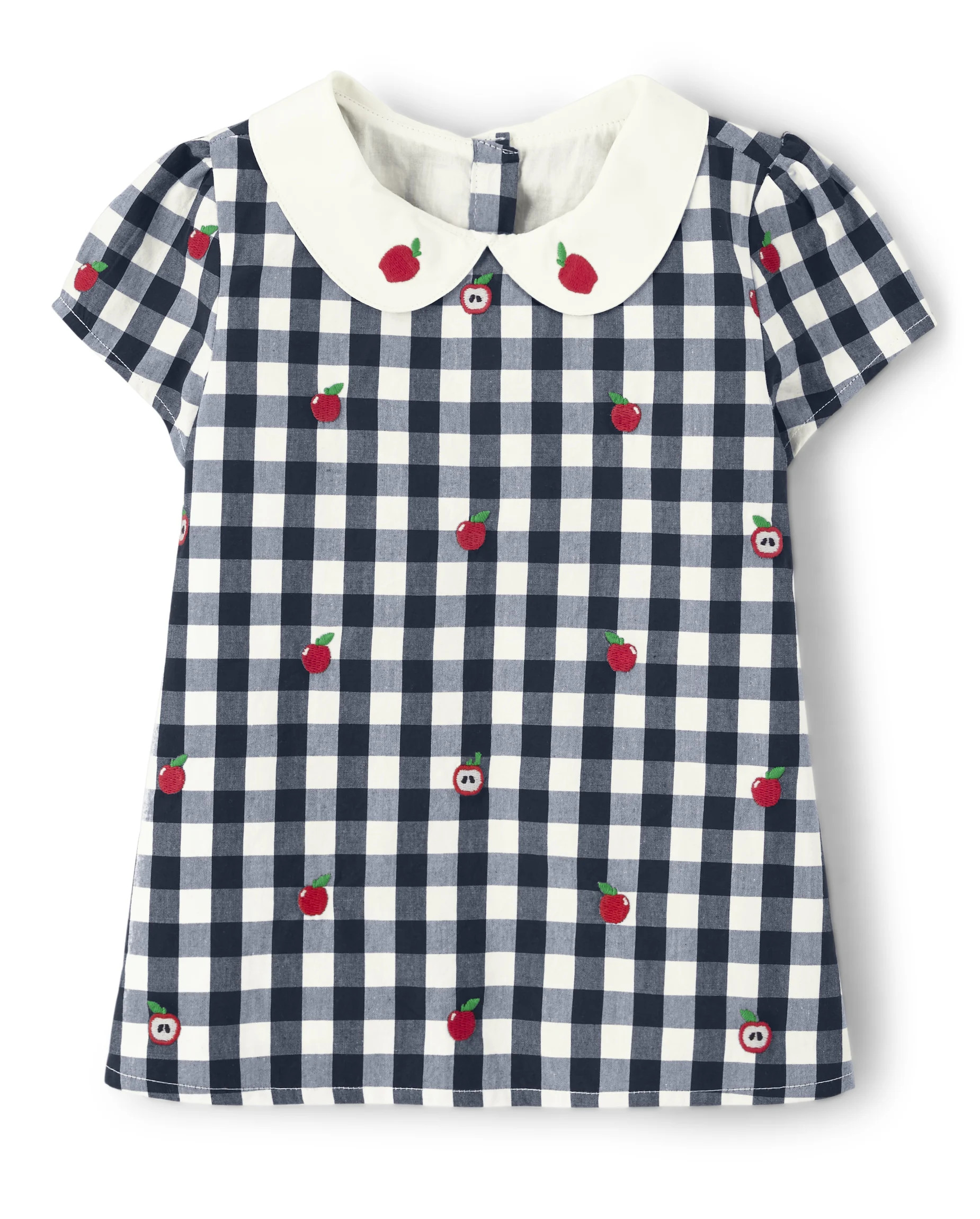 Girls Short Sleeve Gingham Apple Print Peter Pan Top - Head of the Class | The Children's Place  ... | The Children's Place