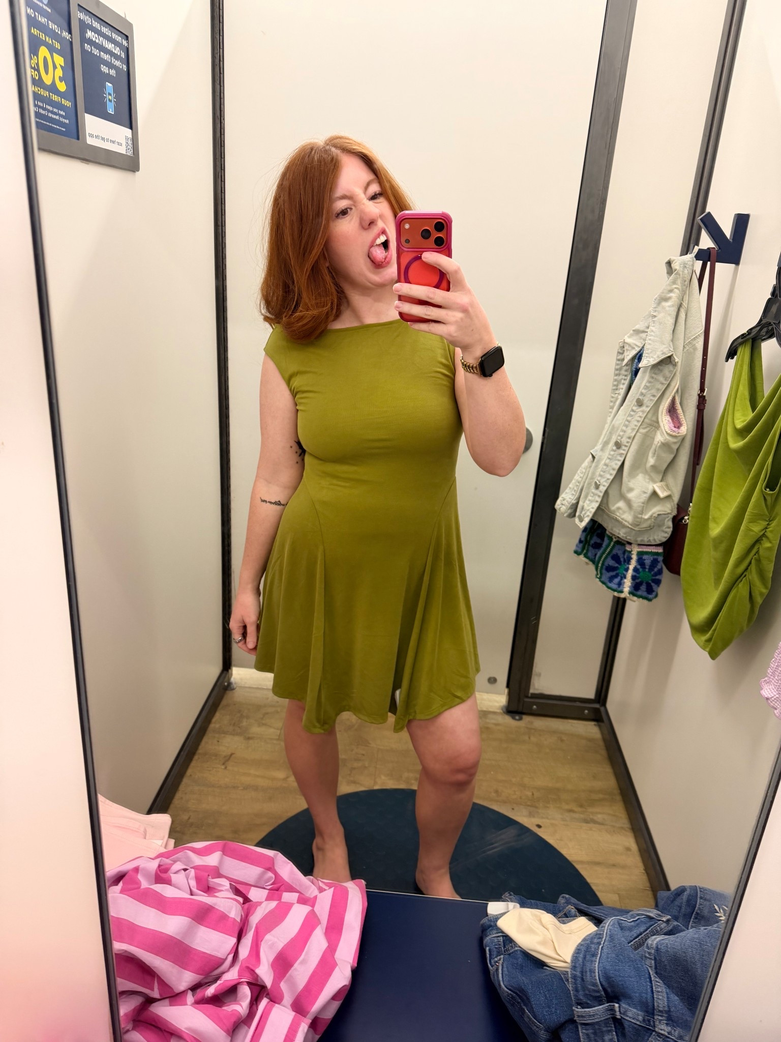 This old navy fit and flare dress is super cute! I grabbed a medium but this dress was a small. It was put in the wrong hanger! I didn’t feel like trying it on in the other size. If you have a tummy pooch, it’ll cling. But I like the style! 

#LTKPetite #LTKMidsize #LTKootd
