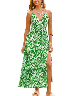 Women's Tropical Whispers Green Maxi Beach Dress | Macy's