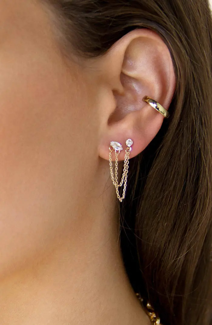 Double Piercing Chain Drop Earrings | Nordstrom