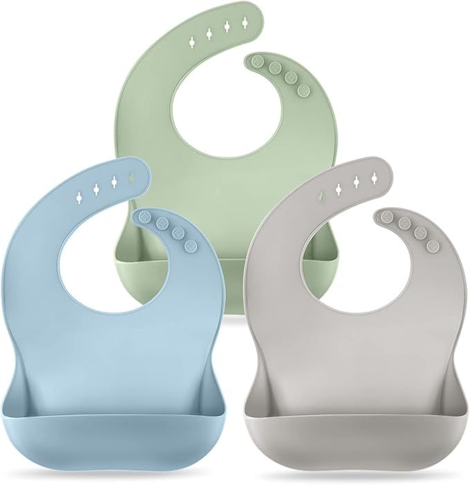 Rineyap Silicone Bibs for Babies Set of 3, BPA-Free Waterproof, Durable Baby Bibs for Boys and Gi... | Amazon (US)