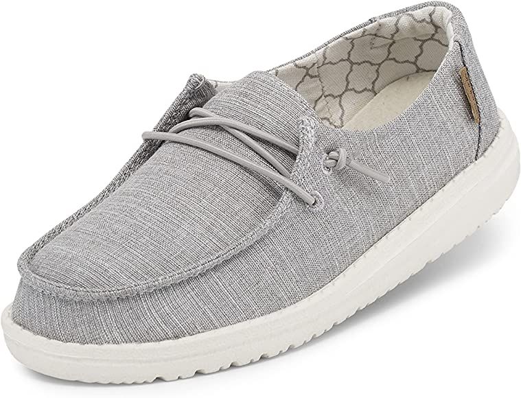 Hey Dude Girl's Wendy Youth Linen Grey Multiple | Girl’s Shoes | Girl’s Lace Up Loafers | Comfortabl | Amazon (US)
