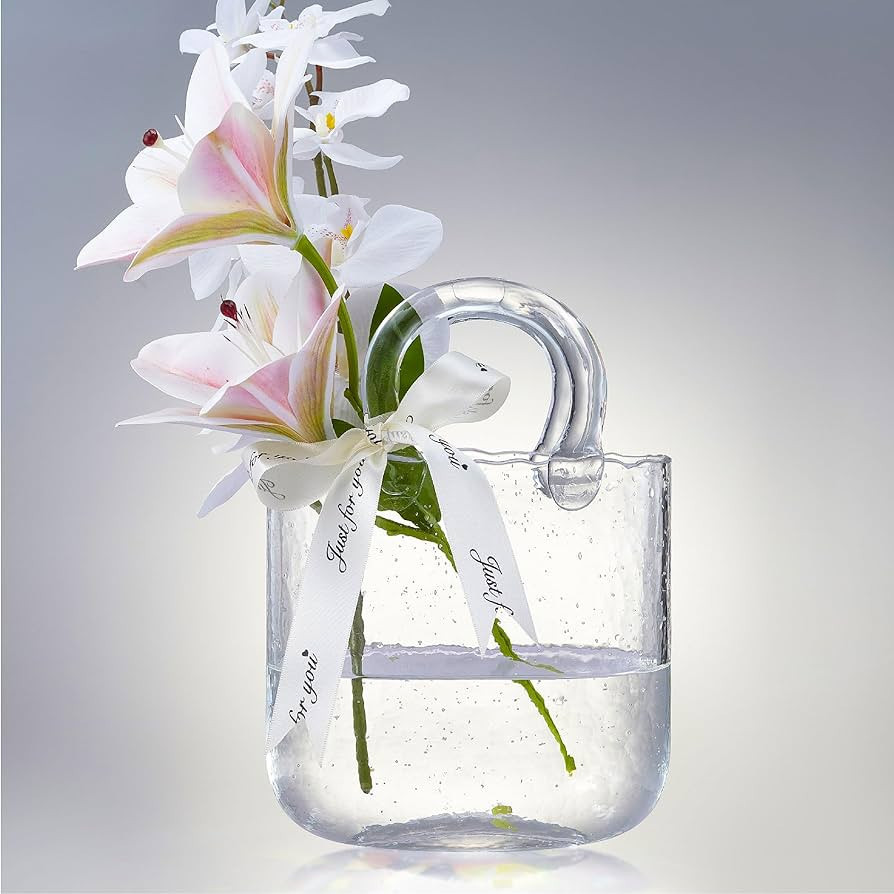 Glass Bag vase, Purse vase with Fish Bowl, Handbag Shape Flower vase - for Home Décor, enterpiec... | Amazon (US)