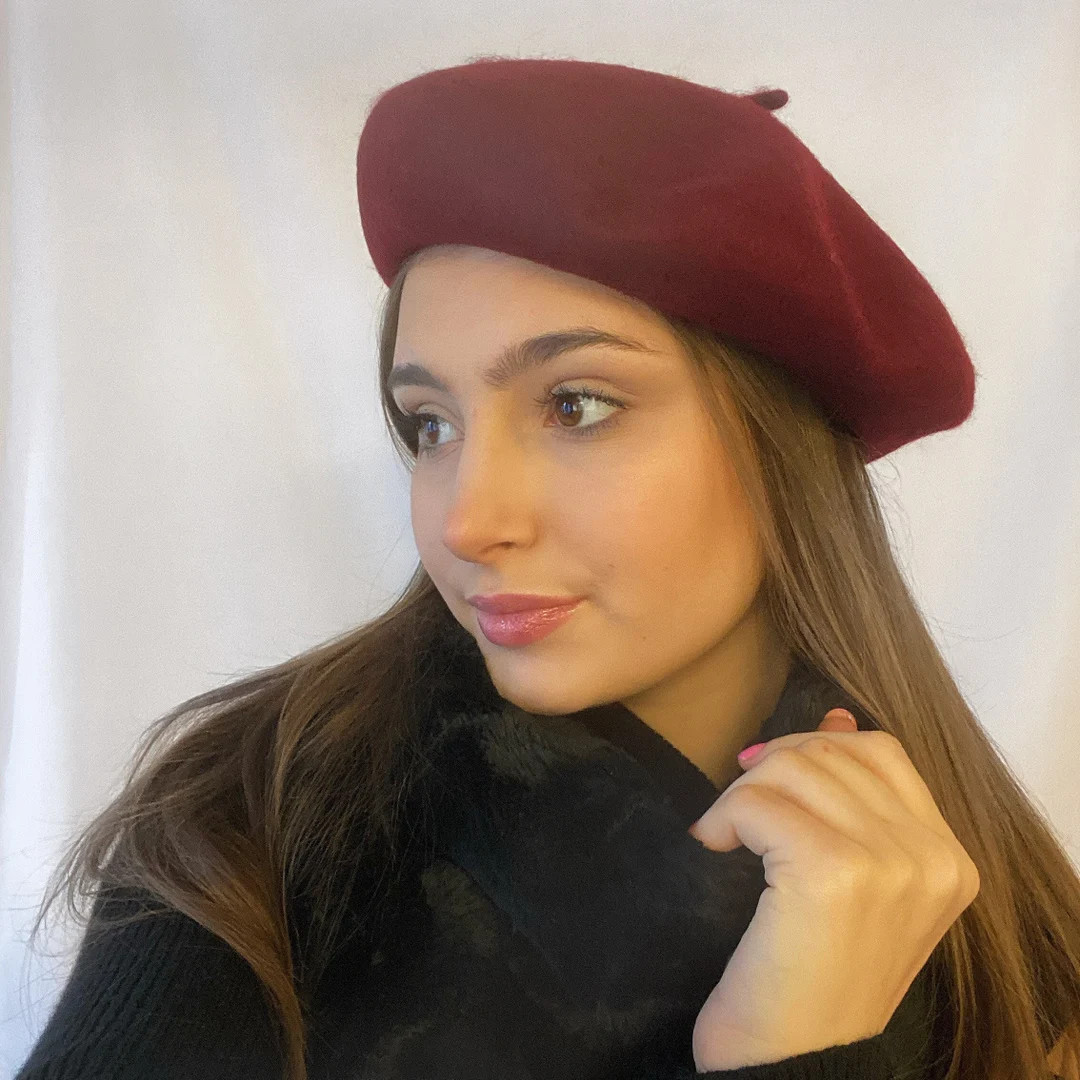 100% Wool Burgundy Beret, Classic Beret, - Etsy UK | Etsy (UK)