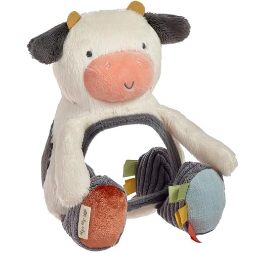 Itzy Ritzy Sensory Tummy Time Toy Mirror - Features Crinkle & Jingle Sounds, Multiple Textures and Mirror for Self-Discovery, Infant Toy for Ages 0 Months and Up, Cow | Amazon (US)