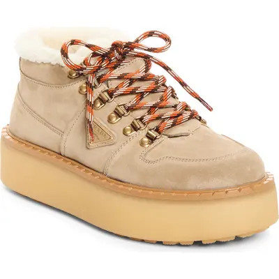 Prada Genuine Shearling Platform Boot in Deserto at Nordstrom, Size 36.5 | Nordstrom