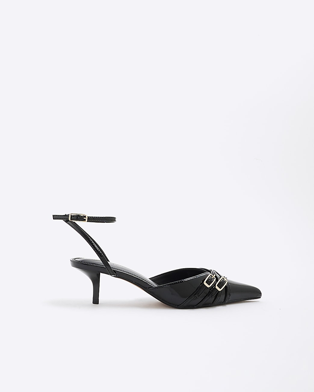 Black Strappy Court Heels | River Island UK & IE