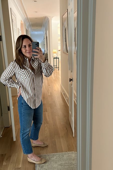 Love this new stripe top and jeans, easy outfit for everyday