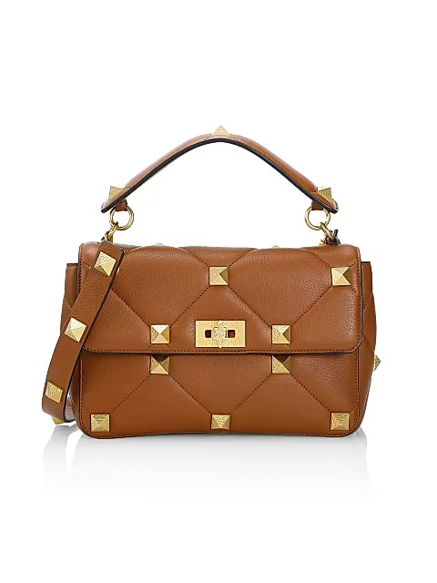 Large Roman Stud Grained Leather Shoulder Bag | Saks Fifth Avenue