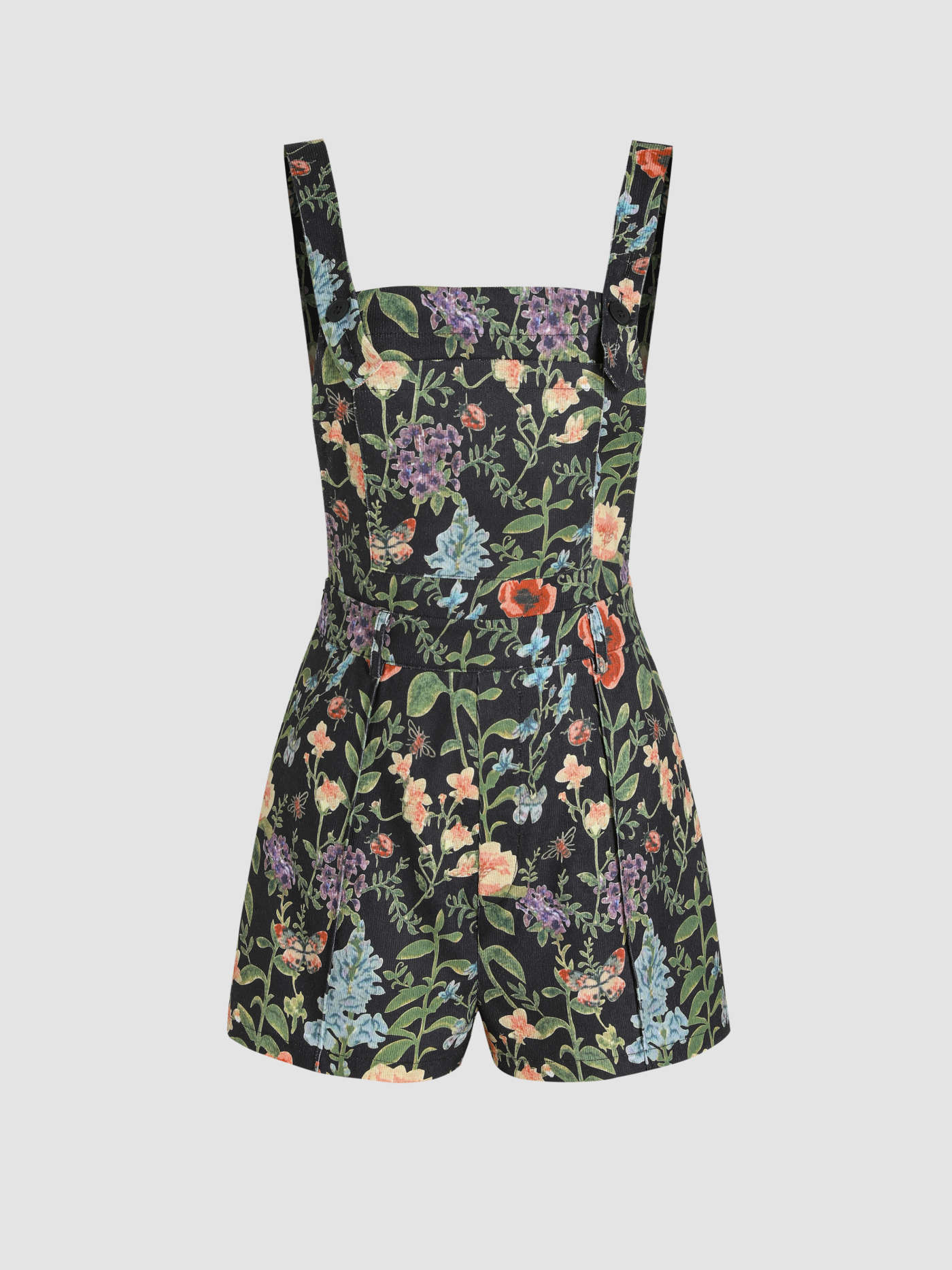 Lightweight Corduroy Floral Button Romper... | Cider