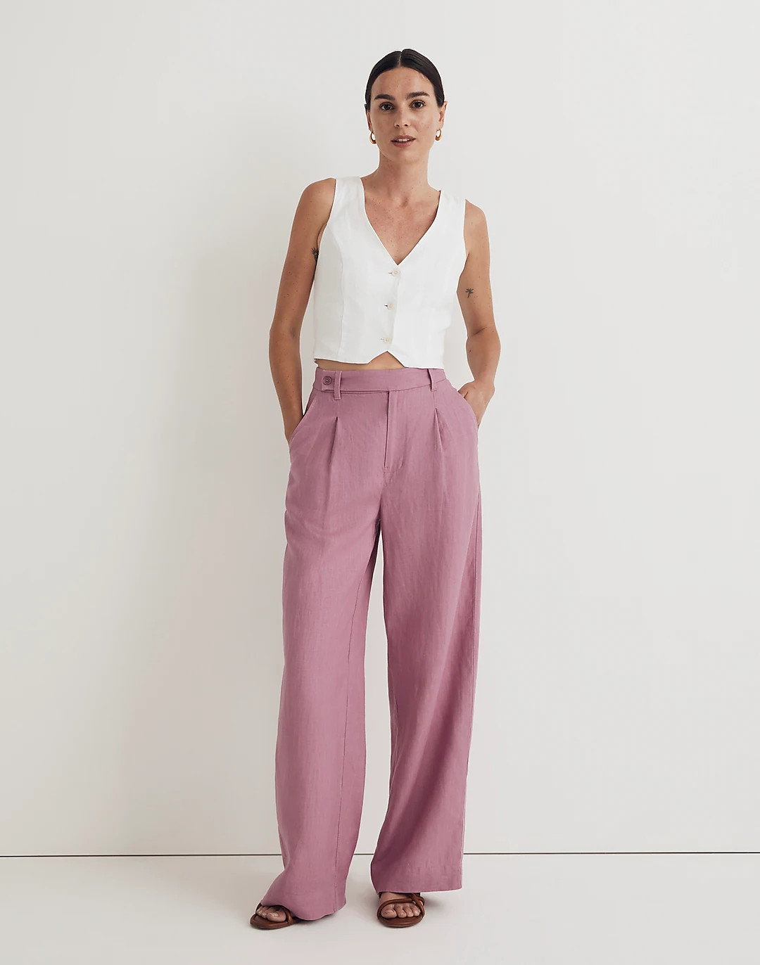 The Harlow Wide-Leg Pant in 100% Linen | Madewell