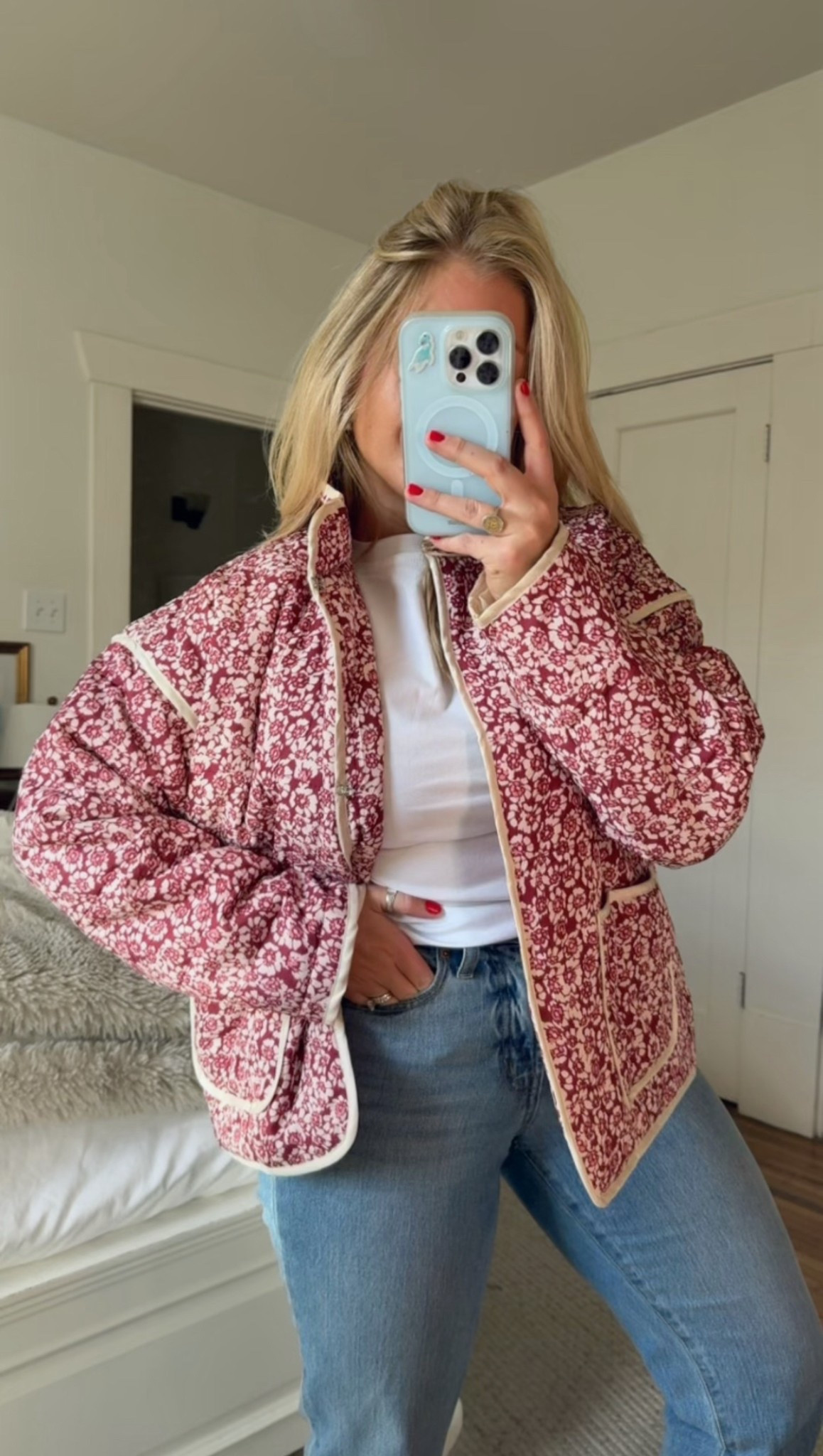 Faux Quilted patchwork jacket (color red) - fabric/quality isnt great compared to my real one…. But it’s cute for the price and next day shipping. Fits oversized! 

#LTKdayinmylife #LTKgrwm #LTKMidsize