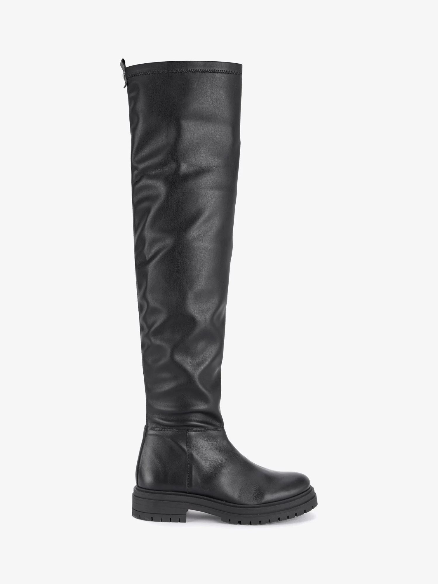 Mint Velvet Chunky Sole Over The Knee Boots, Black | John Lewis (UK)