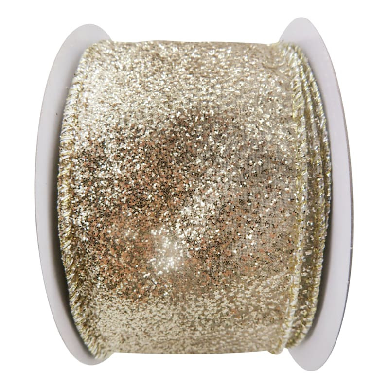 2.5" Gold Glittered Ombre Ribbon, 10yd | At Home