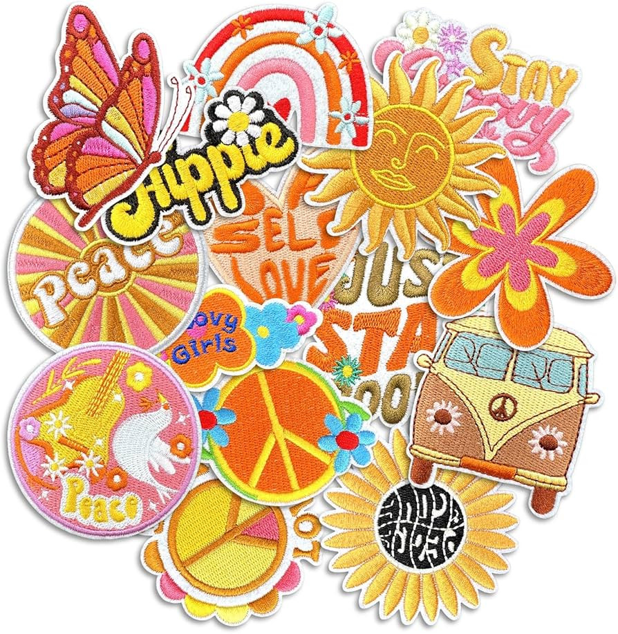 Groovy Patches, Cute Girly Embroidery Applique Patches, DIY Decorative Heat Press Patch for Cloth... | Amazon (US)