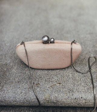 x Elizabeth Damrich Hair Calf Minaudiere Clutch | Dillard's