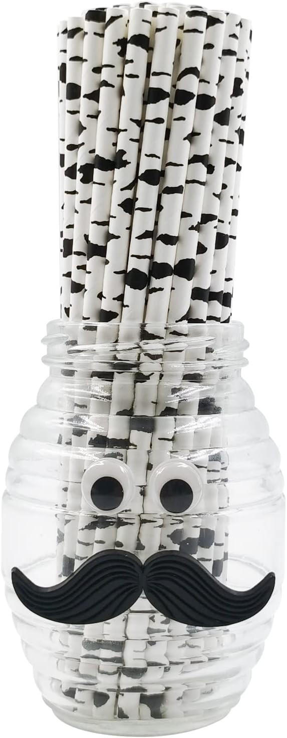 Birch Black and White Straws Jungle Paper Straws 100 Pack, Birch Wood Design Disposable Paper Dri... | Amazon (US)