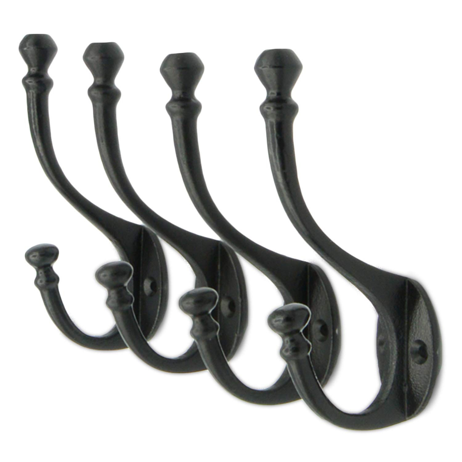 CRAFTSMAN ROAD Vintage Cast Iron Wall Hooks (Black, Set of 4) - Rustic, Farmhouse Coat Hooks | Co... | Amazon (US)