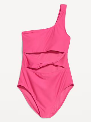 Twist-Front One-Shoulder Swimsuit for Women | Old Navy (US)