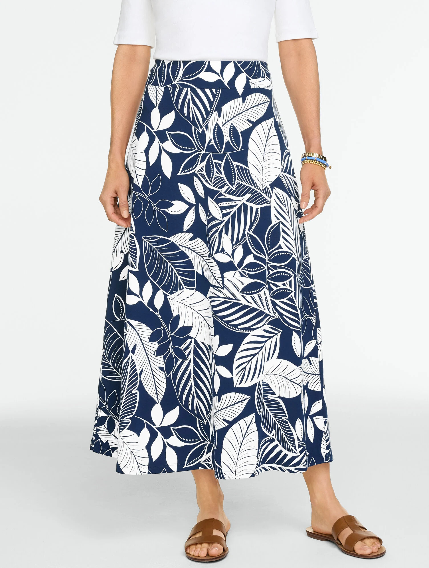 Jersey Maxi Skirt - Bicolor Leaves | Talbots