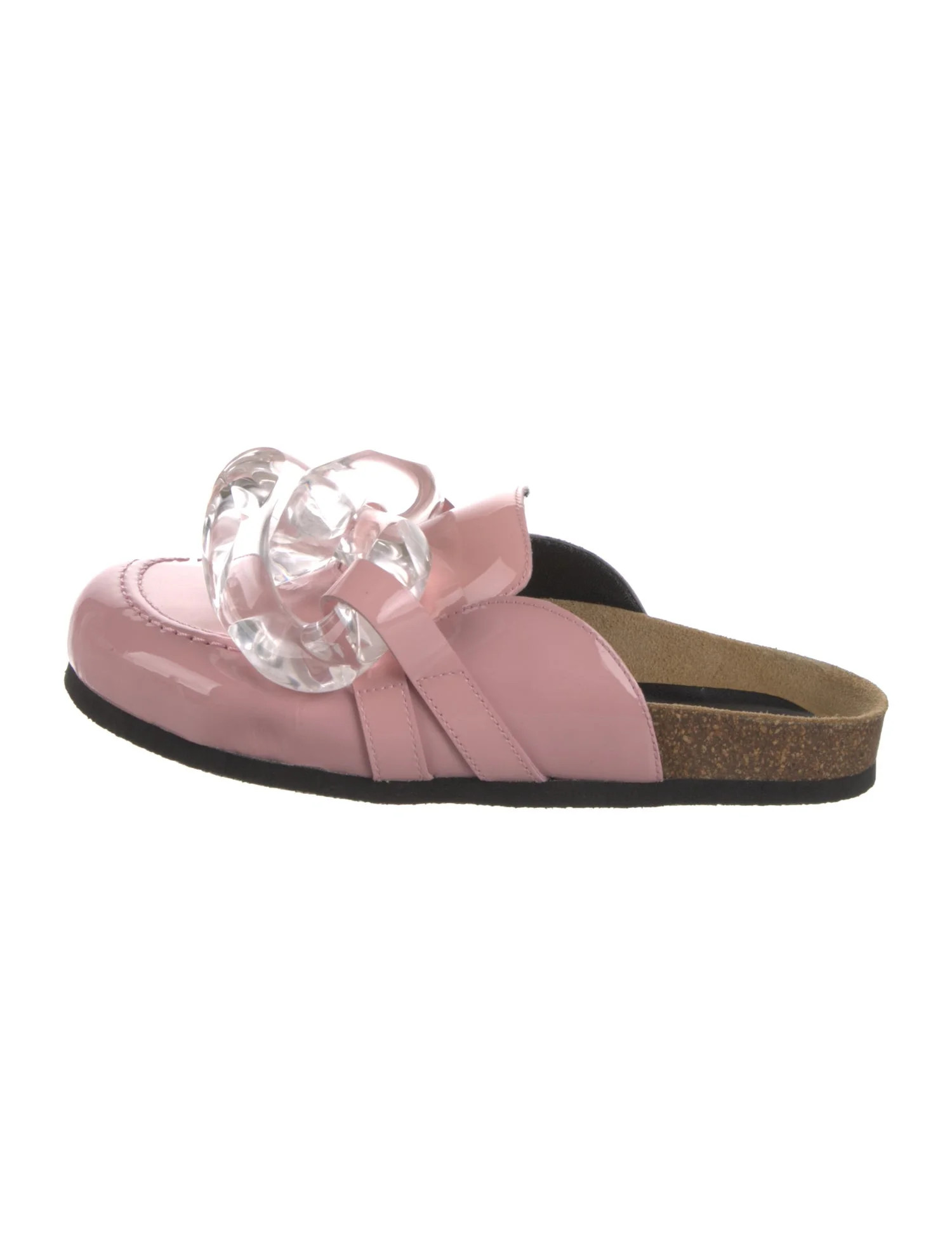 J.W. Anderson Patent Leather Chain-Link Accents Mules - Pink Flats, Shoes - JWA42141 | The RealRe... | The RealReal