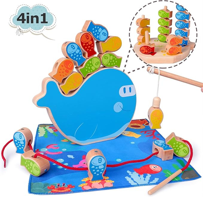Rolimate Magnetic Fishing Game Montessori Sorting Stacking Wooden Toys Fine Motor Skill Toy Best ... | Amazon (US)