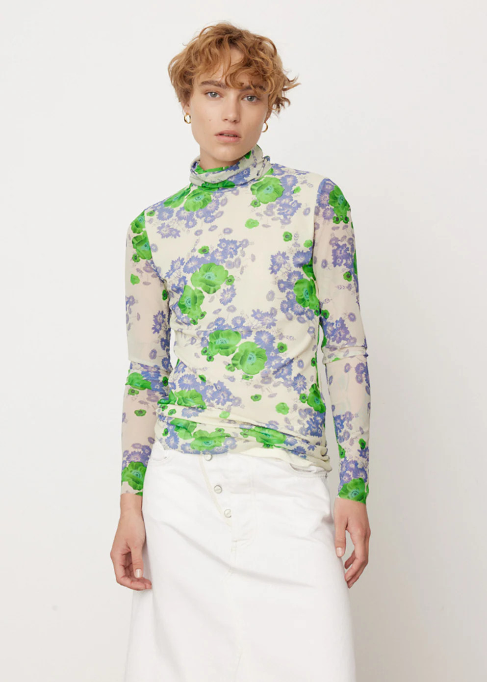 Printed Mesh Long Sleeve Rollneck | Incu