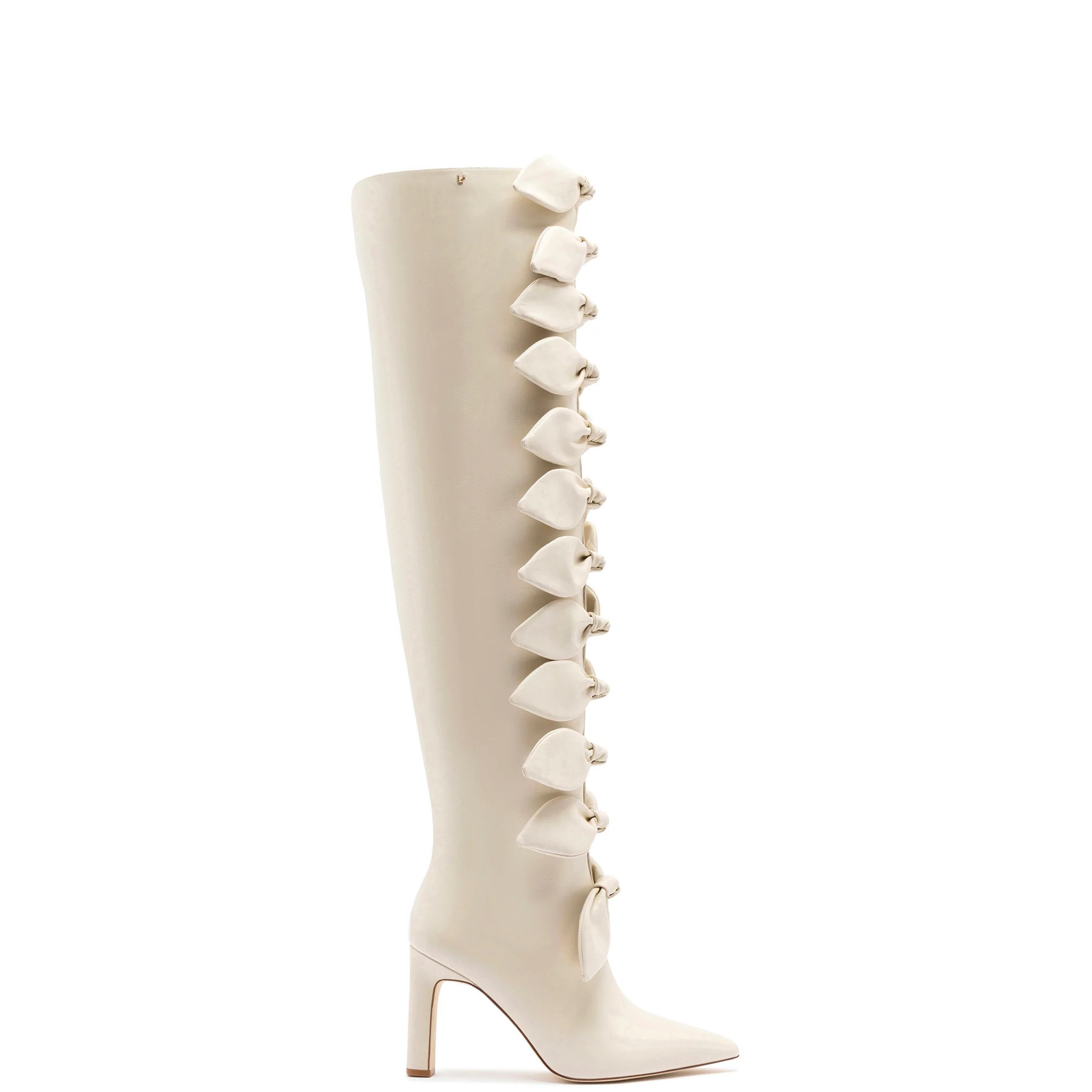 Larroudé for Jonathan Cohen: Tie Boot In Ivory Leather | Larroude