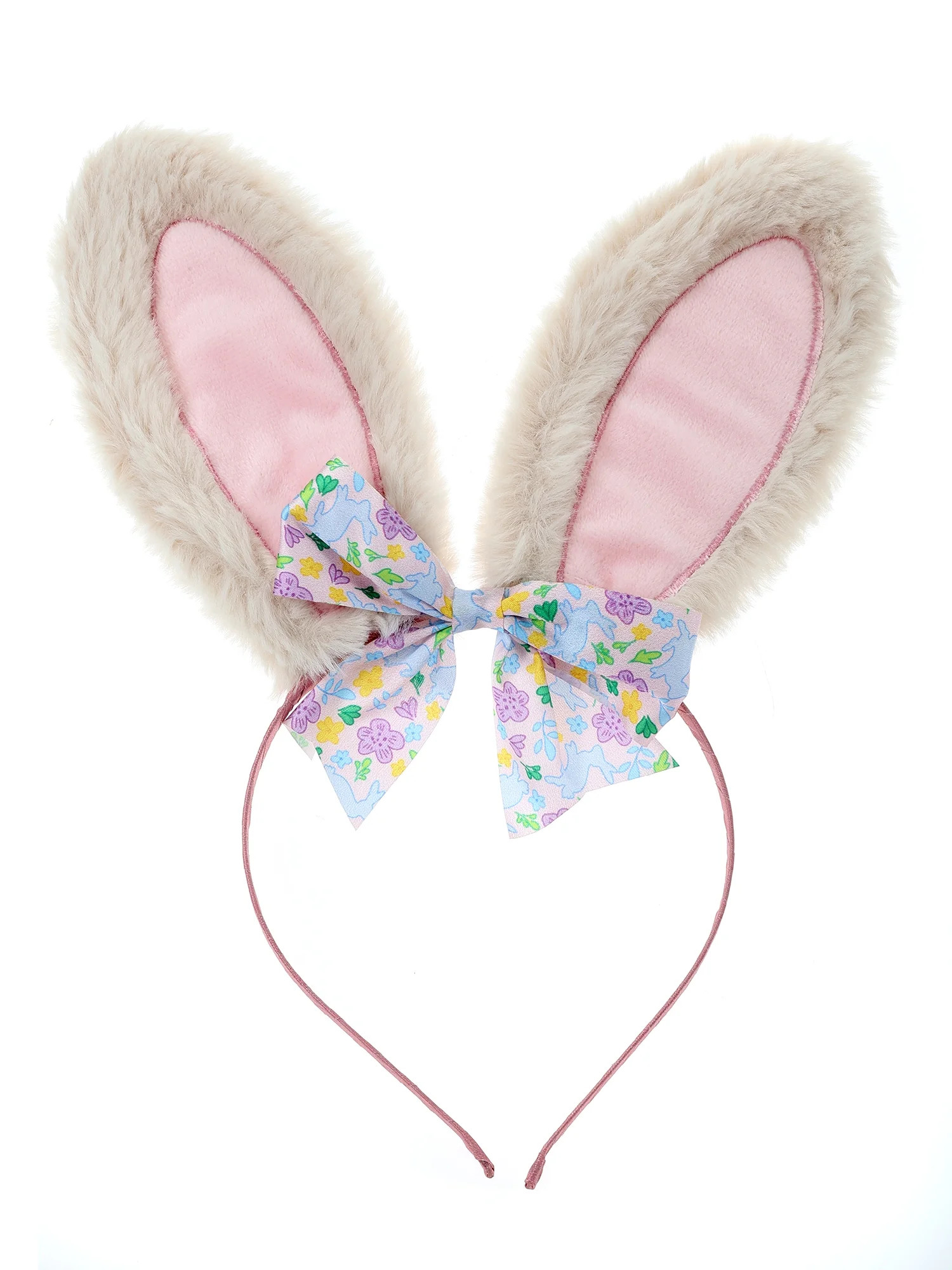 Way to Celebrate Easter Plush Tan Bunny Ear Headband with Fabric Bow, 1 Piece | Walmart (US)