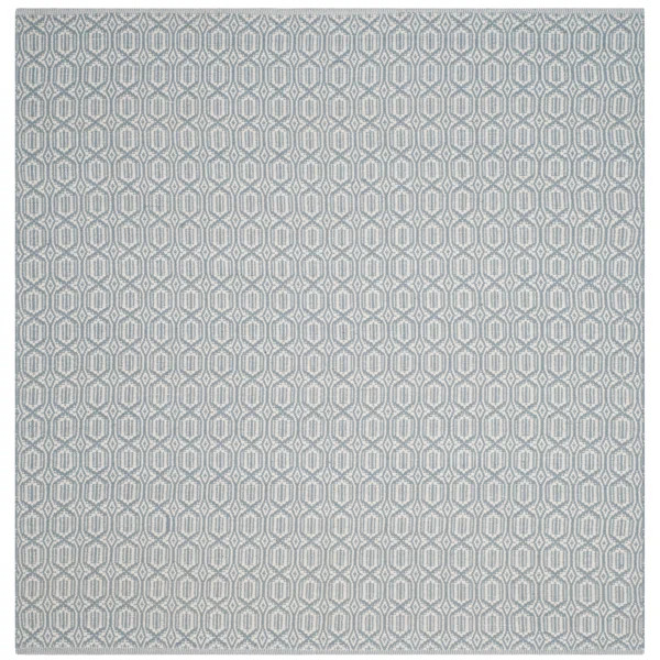 Jodi Geometric Handmade Flatweave Cotton Ivory/Blue Area Rug | Wayfair North America