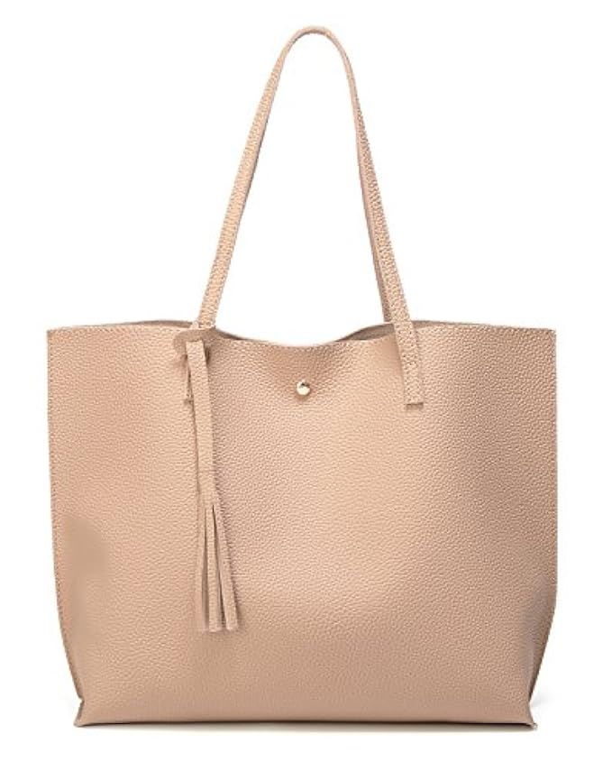 Women's Soft Leather Tote Shoulder Bag from Dreubea, Big Capacity Tassel Handbag | Amazon (US)