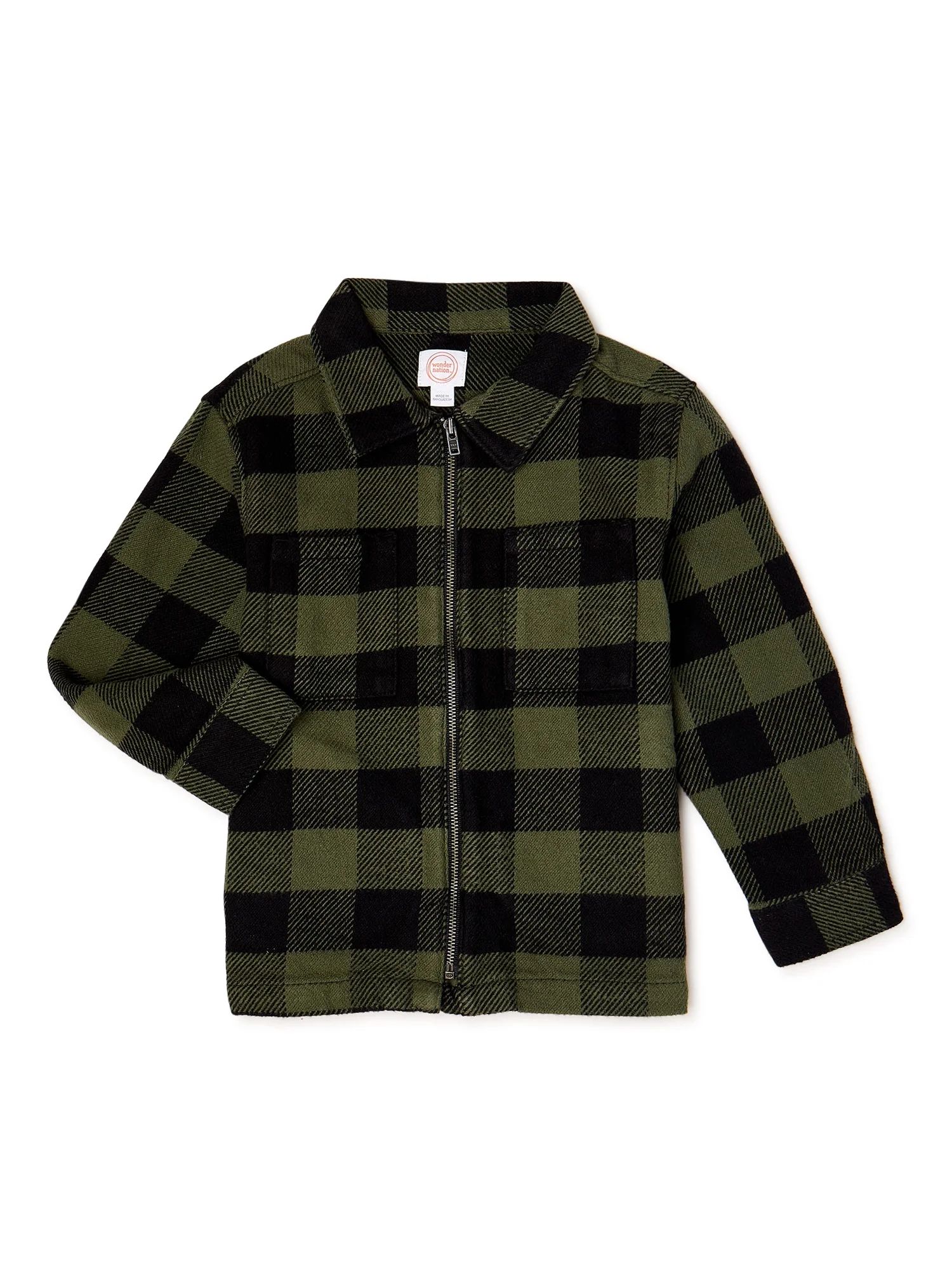 Wonder Nation Baby Boy & Toddler Boy Flannel Zip Jacket, 12M-5T | Walmart (US)