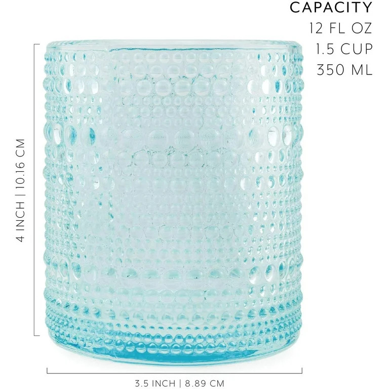 12 Ounce Hobnail Drinking Glasses (12oz, 6pk, Blue); Old-Fashioned | Walmart (US)