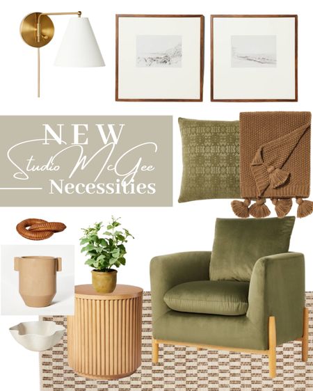 New Target Studio McGee Organic Modern Home Decor | frames | chair | blanket | pillow | table | lamp