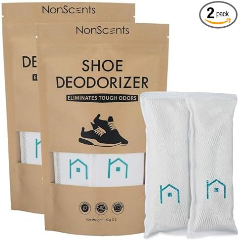 NonScents Shoe Deodorizer 2-Pack (4 Count) - Odor Eliminator, Air Freshener, Smell Absorber, Scen... | Amazon (US)