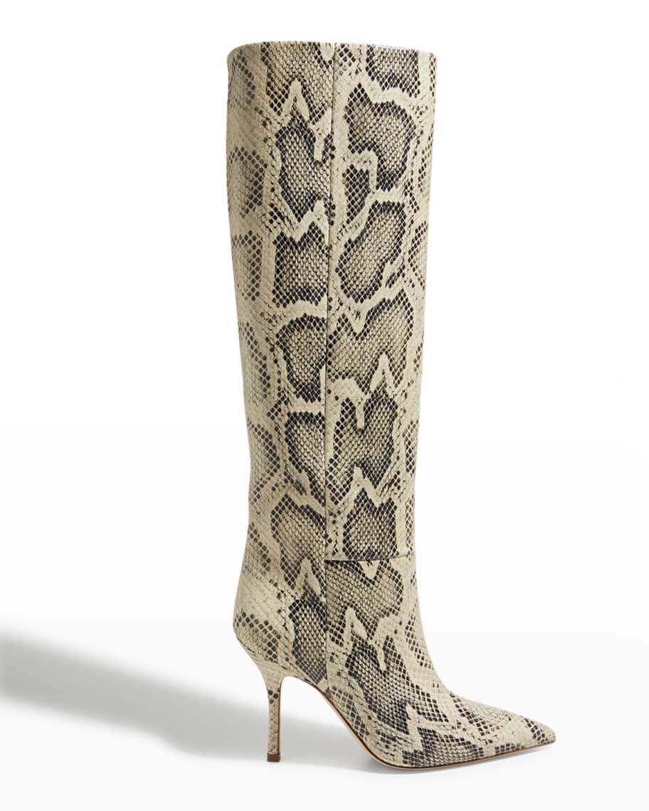 Mama Snake-Print Slouchy Knee Boots | Neiman Marcus