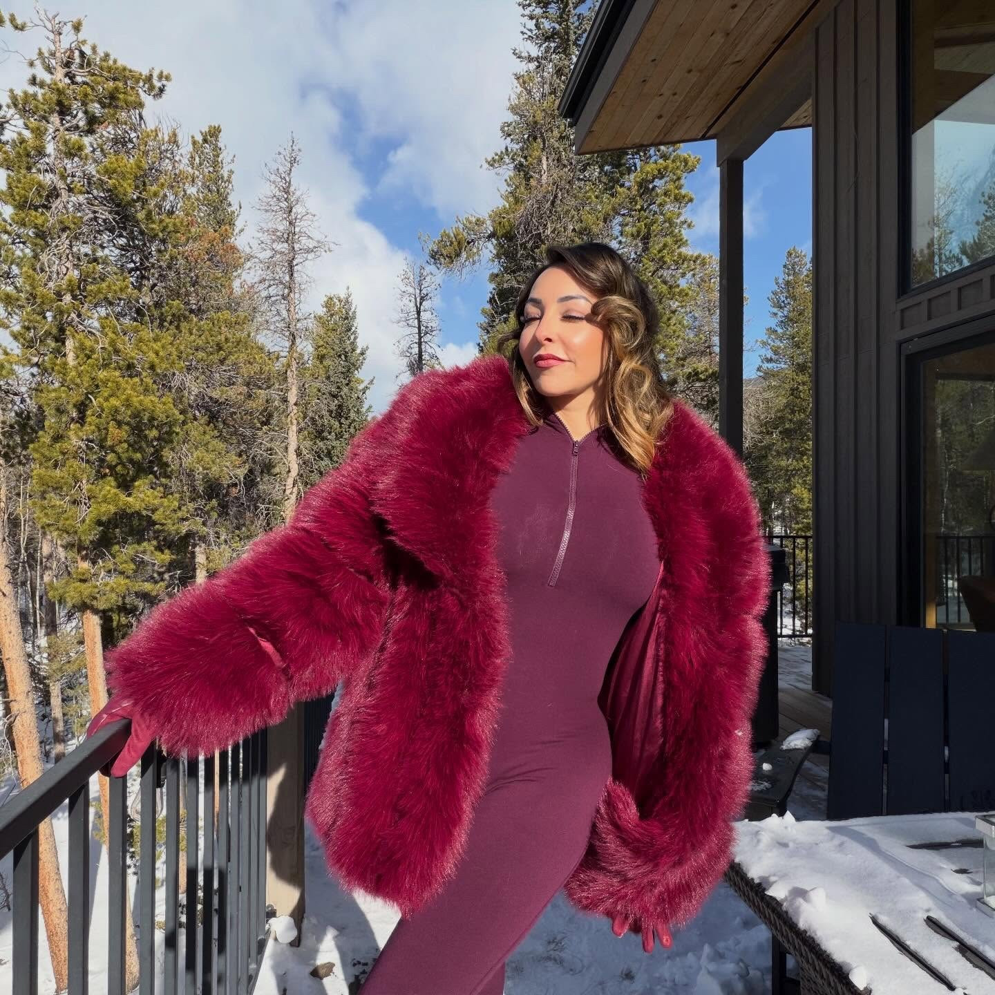 Burgundy layers, mountain views, no rush. Need links to winter looks? Let me know. 
.
.
.
#ColoradoCabin #MountainMood #WinterStyle #BurgundyAesthetic #QuietLuxury