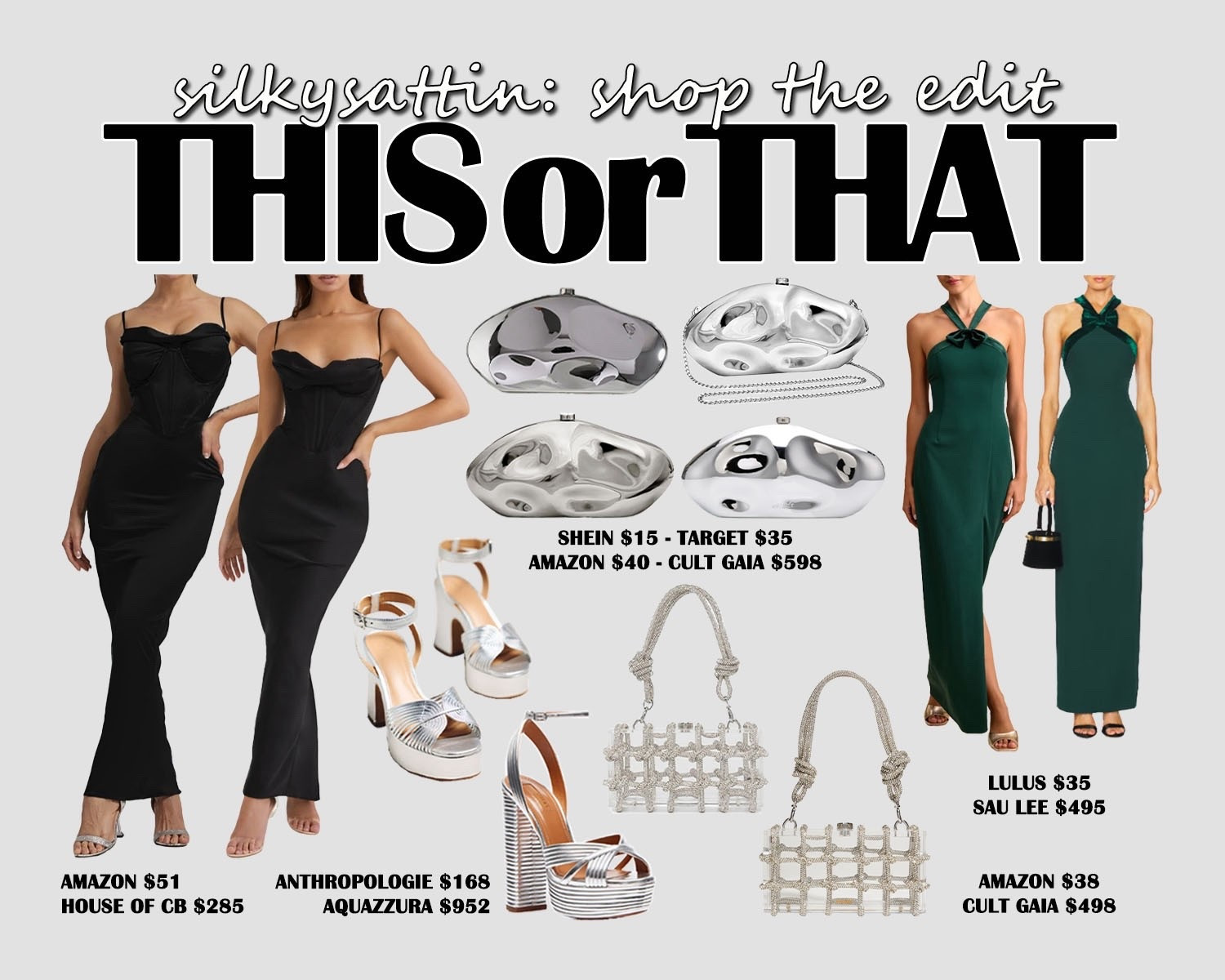 Shop the Edit: This or That 

Affordable Style vs Luxury Style: budget friendly affordable alternative and the high end label option.

girls night outfit, date night outfit, wedding guest outfit, casual, formal, ootd, ootn, women’s fashion #girlsnightoutfit #datenightoutfit #weddingguestoutfit #casual #formal #ootd #ootn #women #fashion

#LTKSaleAlert #LTKootd #LTKWedding