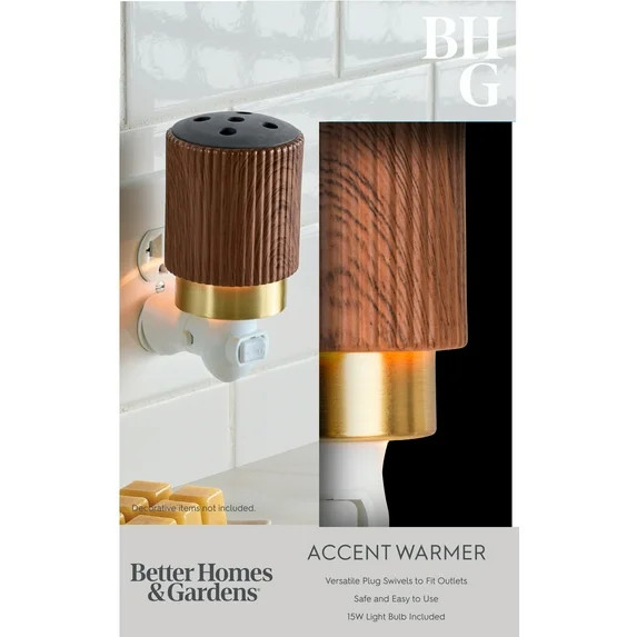 Better Homes & Gardens Aroma Accents Metal Wax Warmer Type with oil plug in diffuser, Brown, 1 Pa... | Walmart (US)